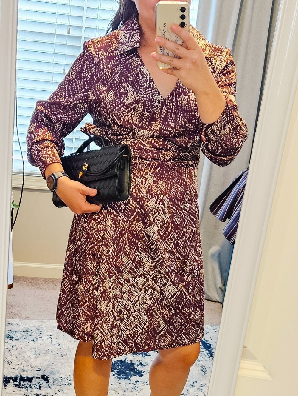 DKNY, NWT Long Sleeve Collared Wrap Dress, Size 12